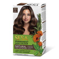 SESA Dark Brown Hair Colour For Women and Men Long Lasting Natural Shiny Smooth Hair with Rosemary, Calendula and Heena, 100% Grey Coverage - Dark Brown