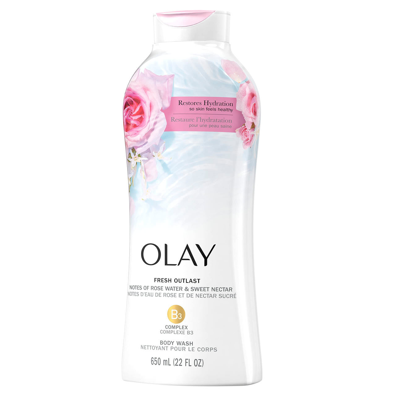 Olay Fresh Outlast Rose Water & Sweet Nectar Body Wash (650ml)