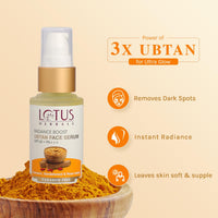 Lotus Herbals Radiance Boost Ubtan Face Serum SPF 20| Turmeric, Sandalwood and Rose Water | Glowing Skin |Reducing Dark Spots | Paraben free |Mineral Oil Free | 30ml
