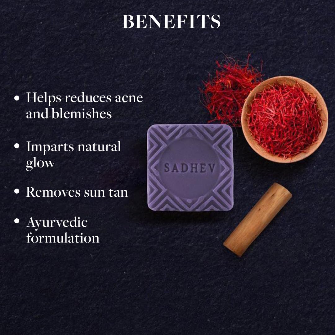 Sadhev Ayurvedic Sandal & Saffron Bathing Soap For Whitening And Brightening Chemical Free -125g (Pack of 1)