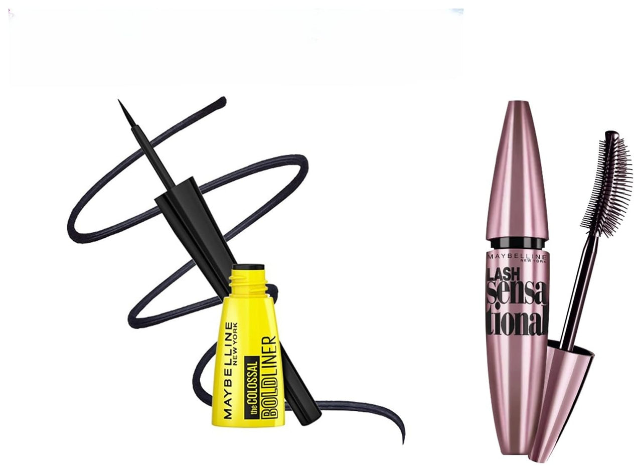 Maybelline New York Colossal Bold Eyeliner, Black, 3g & New York Lash Sensational Waterproof Mascara, Black, 10 ml Matte Finish