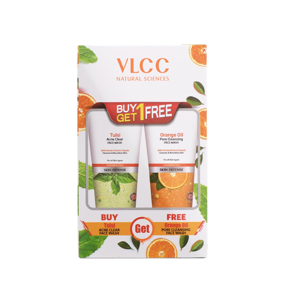 VLCC Tulsi Face Wash, 150ml with Free Orange Oil Face Wash, 150ml