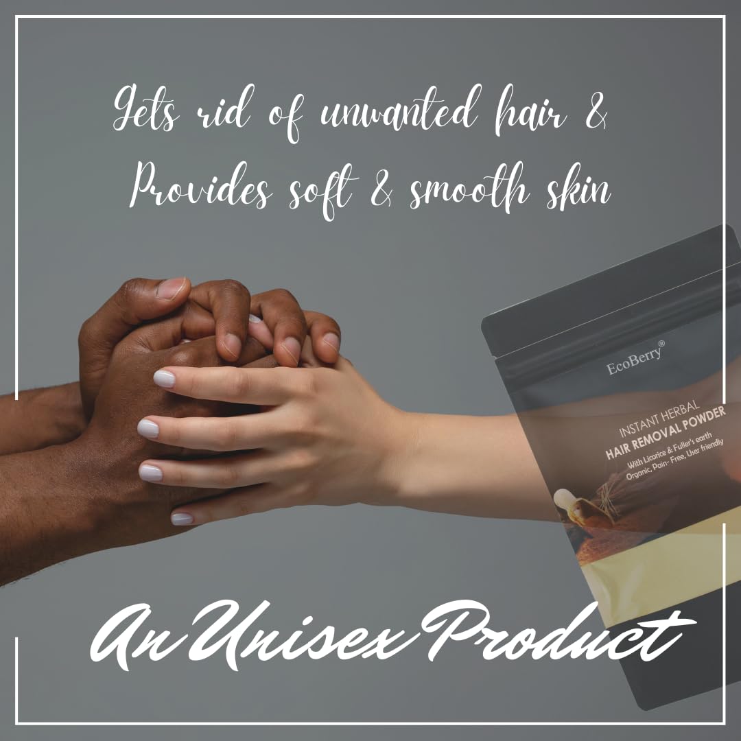 EcoBerry Korai Kizhangu Turmeric Instant Hair Removal Wax Powder For Painless Hair removal | Retarded Hair Growth | 100% Natural & Handmade | Preservative Free | Paraben Free | Vegan 100g (Instant) (Instant)