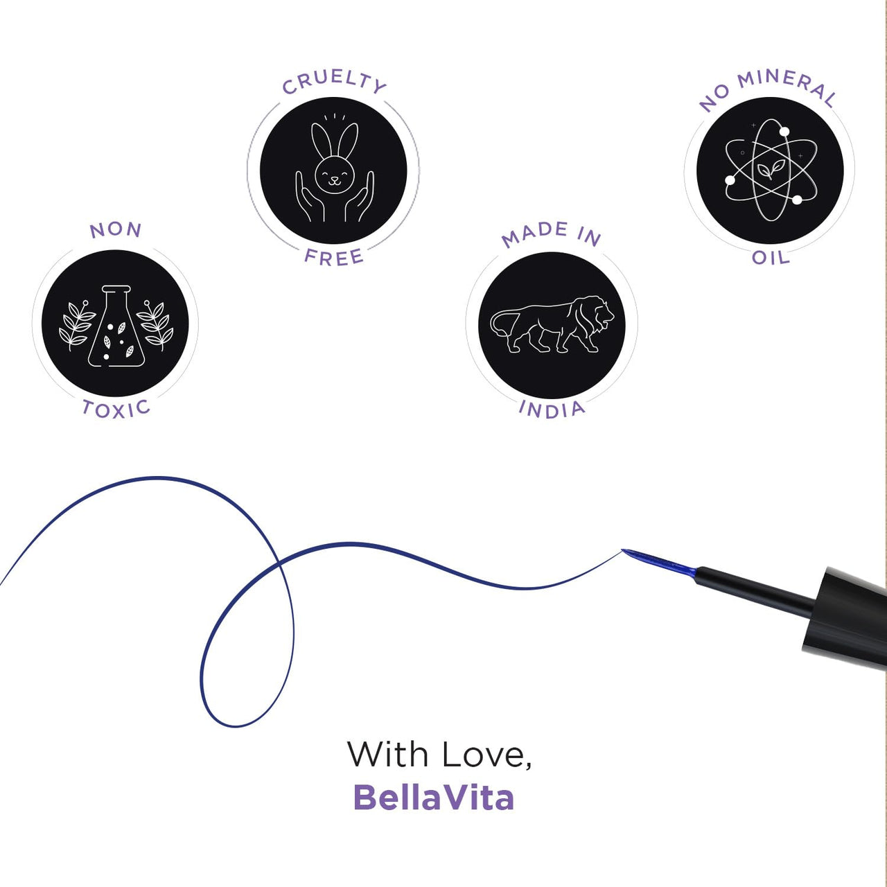 BELLAVITA Intense Drama Waterproof Eyeliner, Blue, Matte Finish, Smudge-Proof, Fast-Drying, Felt Tip Applicator, Enriched with Biotin, 3.5 ml