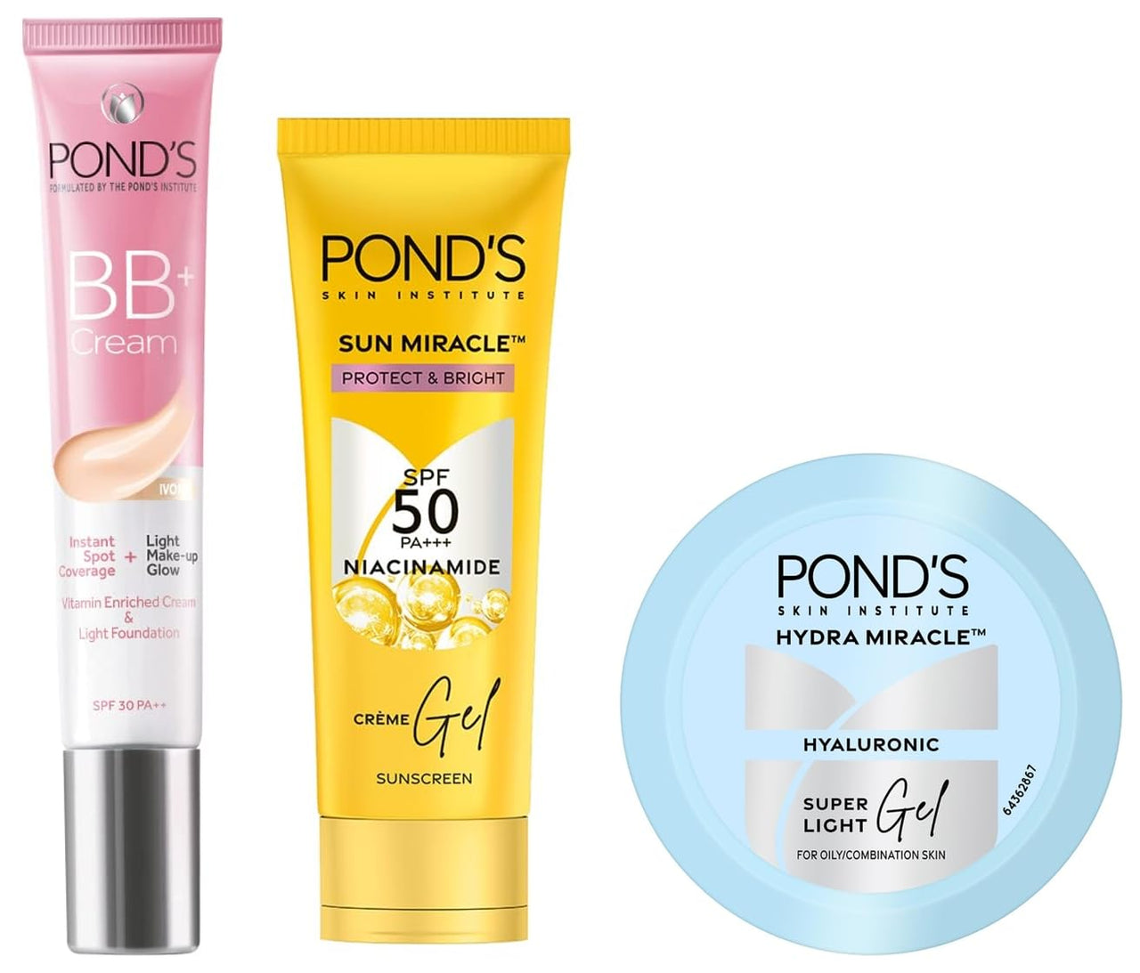 POND’S Sun Miracle SPF 50 PA+++ Crème Gel Sunscreen -Protect & Br,POND'S Super Light Gel Oil Free Face Moisturizer 50 g | With Hyal,POND'S Bb+ Cream For All Skin Types,Ivory Lightweight Natural Fou
