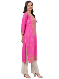 Ada Lucknowi Hand Embroidered Chikankari Straight Cotton Kurti Kurta for Women