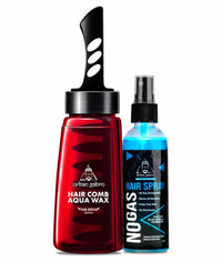 Urbangabru Hair Comb Aqua Wax - The Devil Edition - 260 ML & No Gas Hair Spray 100 ML - Men's  Grooming Combo Kit