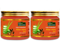 INDUS VALLEY Bio Organic Color Protection Aloe Vera Gel With Argan Oil For Rich Colour & Shiny Hair - (175 x 2 = 350ml) Set of 2