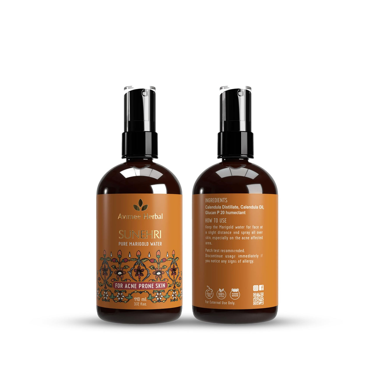 AVIMEE HERBAL Sunehri Pure Marigold Water | For Acne Prone Skin | With Calendula Extracts | 110 Ml, Pack of 1