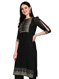 SIRIL Women's  Rayon Foil Printed Straight Kurta