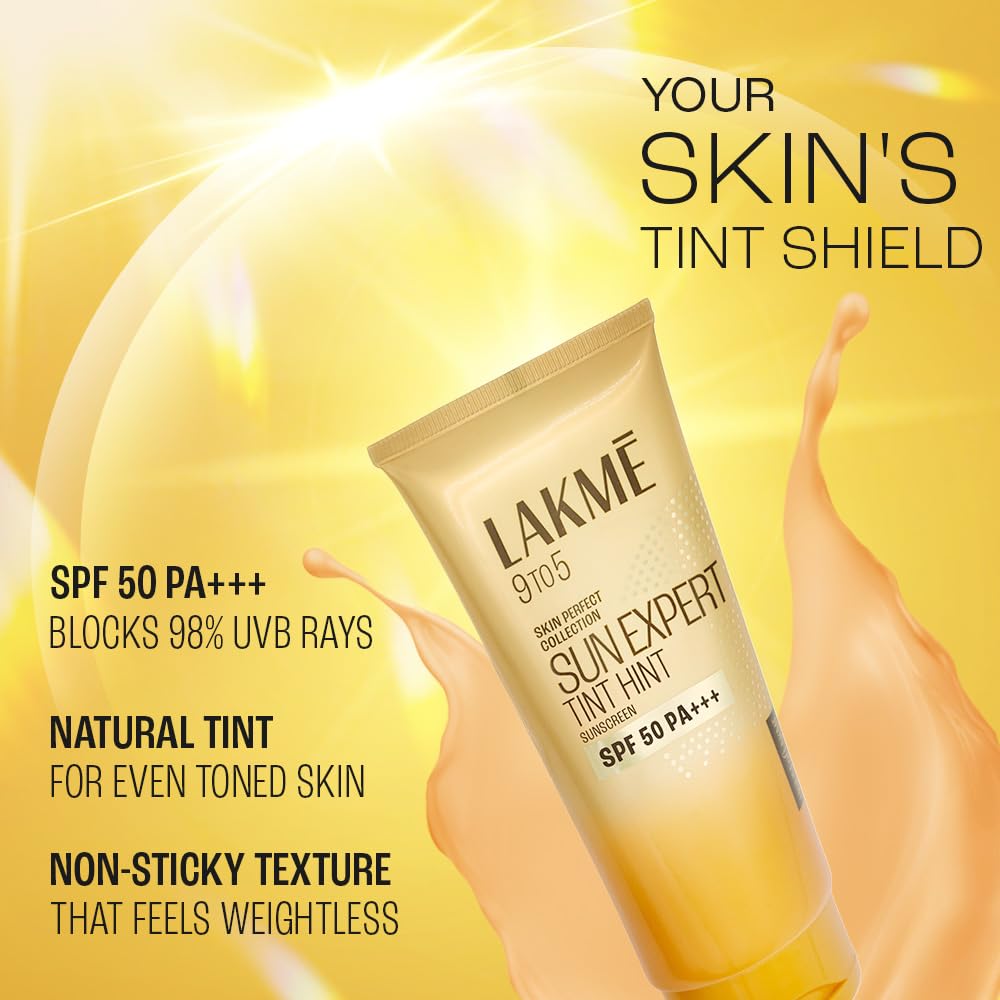 Lakmé Sun Expert Tinted Sunscreen 50 SPF PA+++, Natural Tone, With Cucumber, Lightweight, Ultra Matte Finish, Blocks Upto 97% Harmful Sunrays, 100 ml