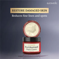 Auravedic Kumkumadi Oil Retinol Night Cream For Face - Night Cream For Women With Niacinamide, Retinol, Saffron & Padmaka - Overnight Repair & Renew For Glowing Skin, 50g