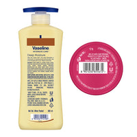Vaseline Deep Moisture Lotion, 400ml with Vaseline Rosy Lip Tin, 17g for Moisturized Skin & Sheer Pink Tint
