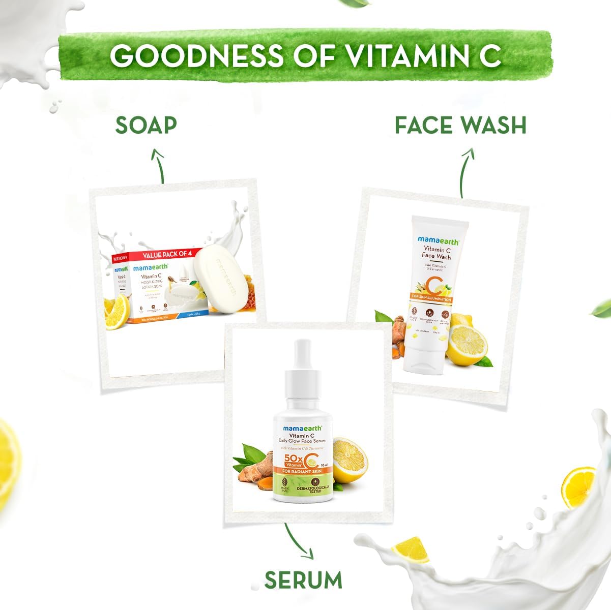 Mamaearth Vitamin C Moisturizing Lotion Soap(Value Pack of 8) - 125 g X 8 Units | Deeply Cleanses | Moisturizing Bathing Bar | Brightens Skin | Nourishes Dry Skin | Non-Drying | 76% TFM Grade 1 Soap