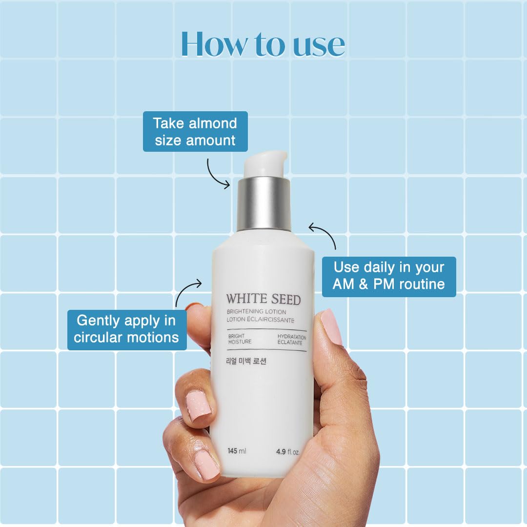 The Face Shop White Seed Brightening Face Lotion with Niacinamide & Vitamin B | For Dark Spots, Dullness & Acne Scars| Suitable for Normal, Oily, Dry, Combination Skin | Sulphate & Paraben Free, 145ml