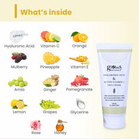 Globus Naturals Hyaluronic Acid & Vitamin C Anti Ageing Face Cream, Enriched with Rose & Glycerine, Skin Lightening & Brightening Formula, 100 ml, Pack Of 5