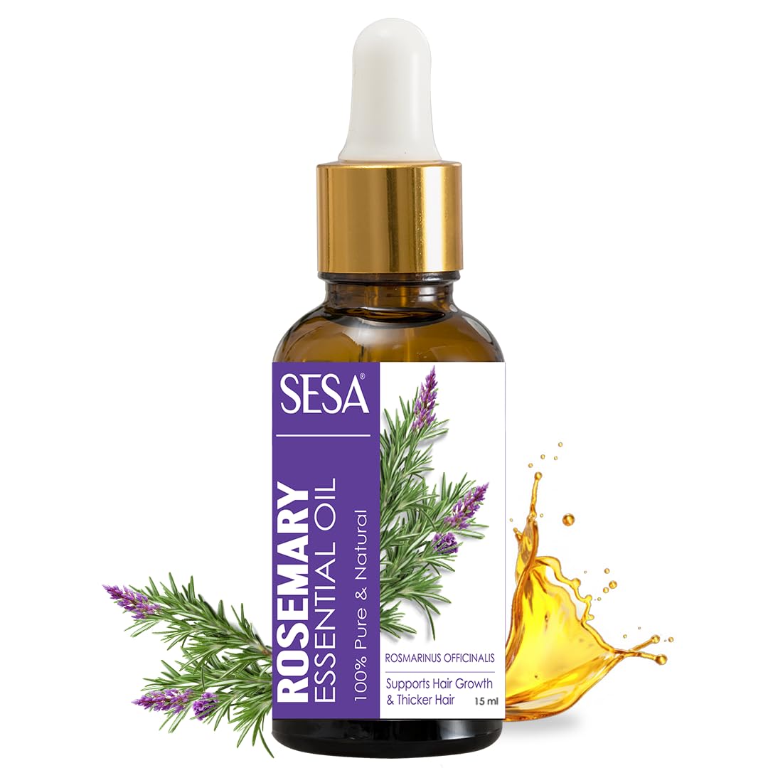 Sesa Rosemary Essential Oil For Hair Growth Nourishes Skin Hair Fall Control Oil For Women and Men 100% Pure & Natural Rosemary Oil, 15 ml