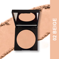 FLiCKA Candid Compact Powder For Velvet Matte Finish, Long-Lasting, Smooth Finish| Absorbs Oil, Waterproof Formula, Prevents Creasing| 02 Beige, 9g