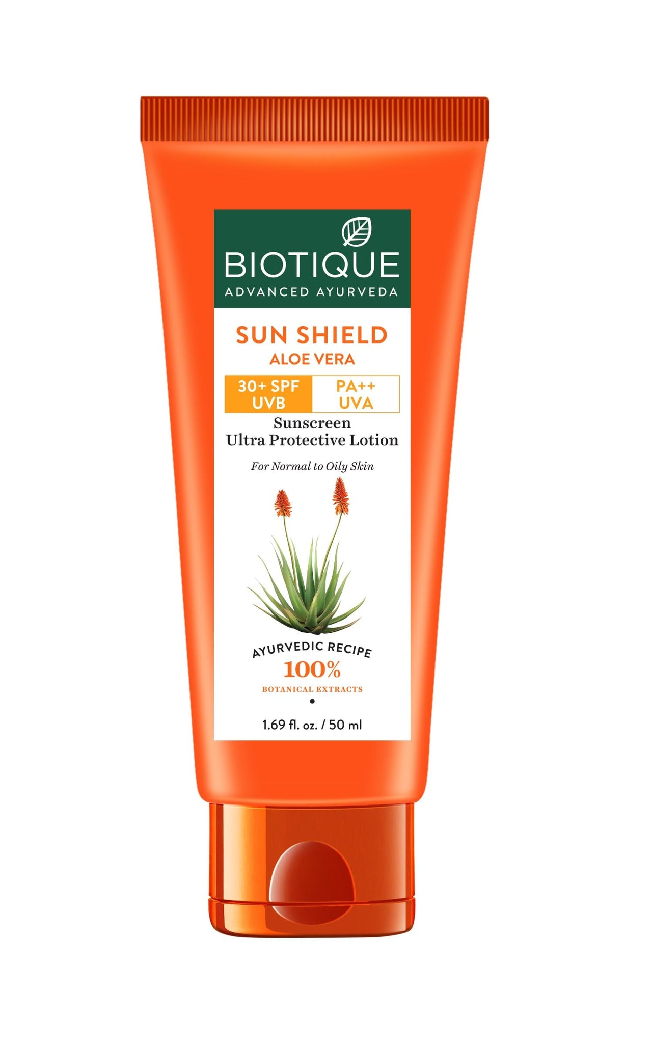 Biotique Bio Aloe Vera 30+ SPF UVA/UVB Sunscreen Ultra Soothing Body Lotion, 50ml