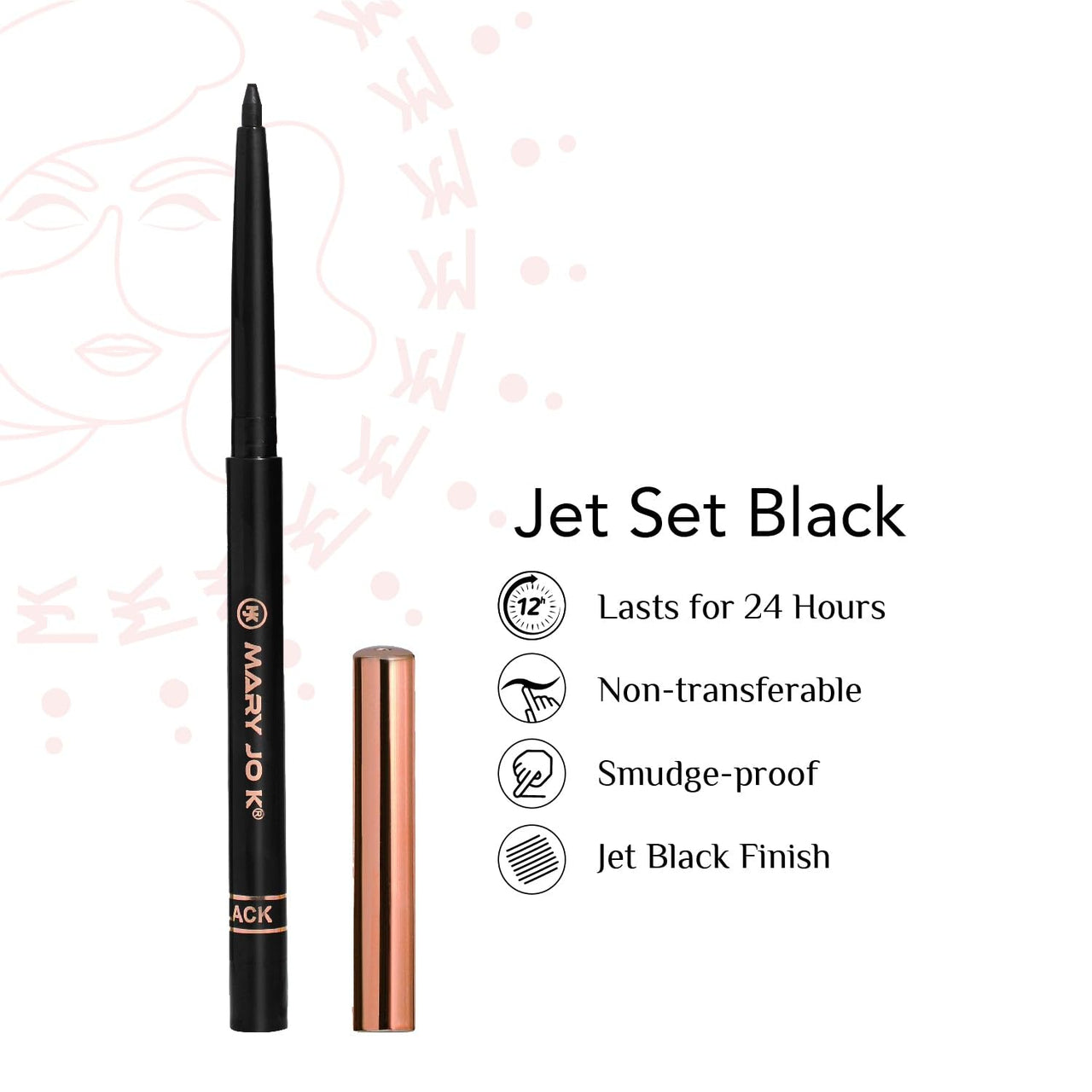 Mary Jo K Pro Studio Kajal Eyeliner, 24-Hour Long-Lasting, Smudge-Free, Black