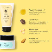 Arata Curl Styling Combo of 2 - Curl Cream (100gm) & Gel (150ml) | for Frizzy, Wavy, Curly, Coily Hair | Intensive Moisture & All-Season Curl Definition | No Sulphate,Paraben,Silicone | CG Approved