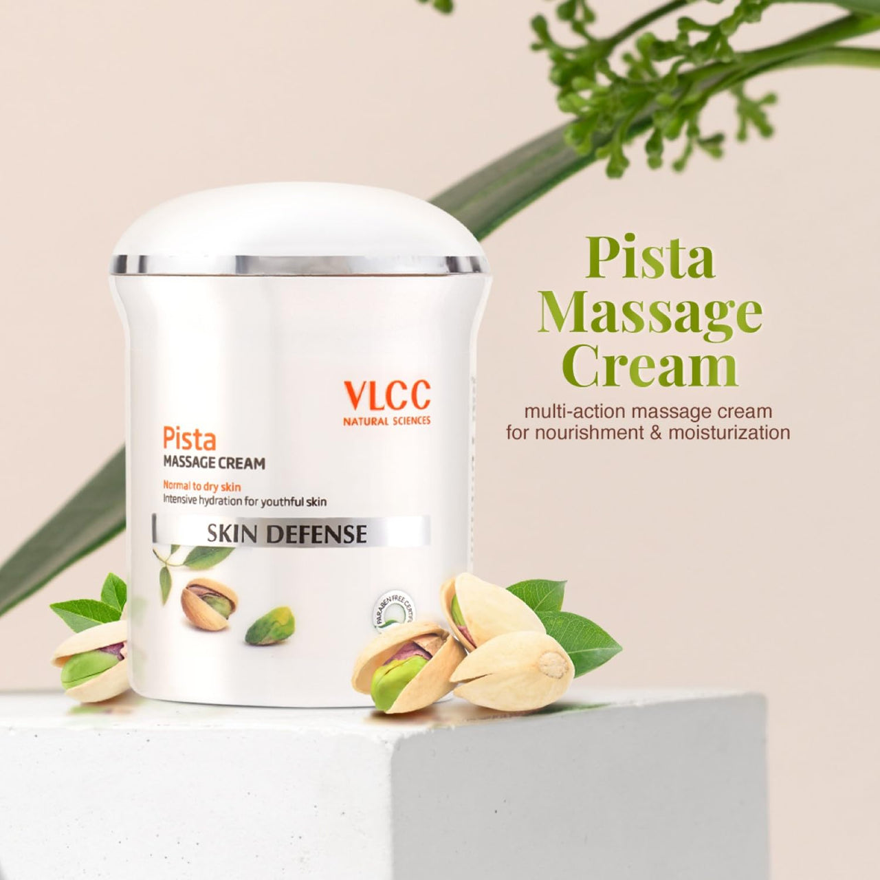 VLCC Pista Massage Cream 50g - For Intensive Hydration & Radiance | Improves Skin Complexion | Protects and Strengthens the Skin | Power of 10 Natural Extracts.