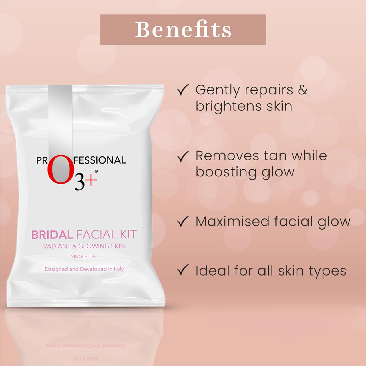 O3+ Radiance Skincare Combo With Bridal Facial Kit for Radiant & Glowing Skin 120g,Bridal Radiance Facewash 75g & Sunscreen 75g