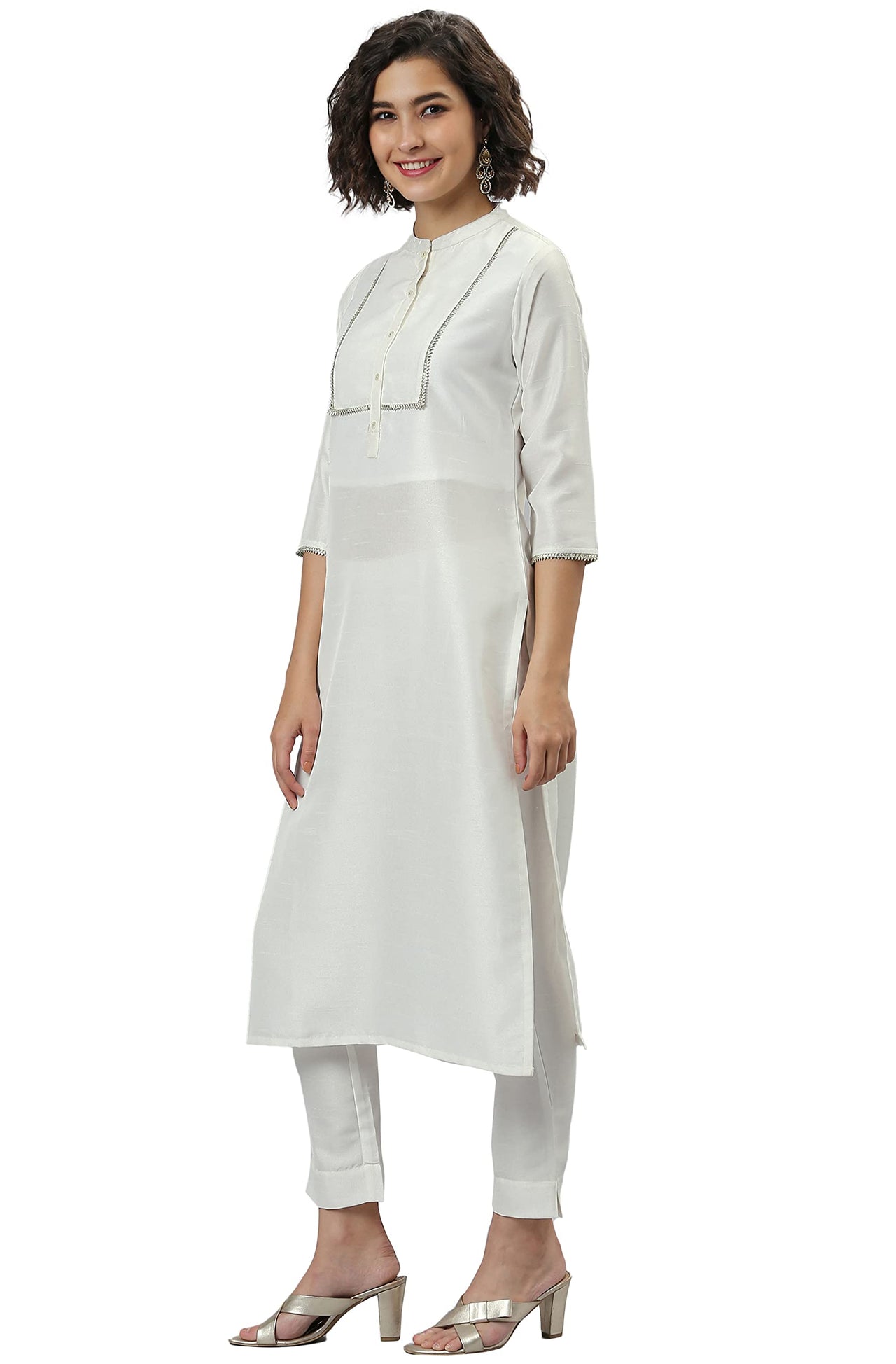Janasya Women's  Poly Silk Kurta With Pant And Dupatta