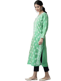 Ada Hand Embroidered New Lucknowi Chikankari Chanderi Kurta Kurti for Women A411175