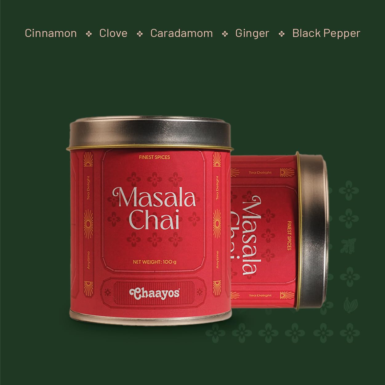 Chaayos Festival Gift Box| Masala tea & Adrak Elaichi chai for tea lovers | Tea Gift Hamper| Gift hamper for Friends & Family | Premium Gift Box 2 tins (100 gms each) of Masala Chai and Adrak Elaichi Chai | Diwali gift box set