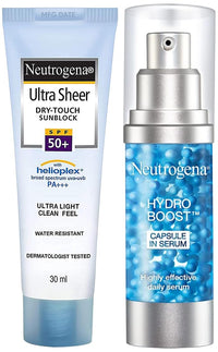 Neutrogena Ultra Sheer Dry Touch Sunblock Spf 50+ Sunscreen For Women And Men, 30Ml And Neutrogena Hydro Boost Capsule In Serum, Transparent, 30 Ml