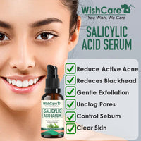 WishCare 2% Salicylic Acid Serum for Active Acne/Acne Marks & Blackheads with Zinc PCA, Tea Tree & Green Tea - 30 ml, Clear, (WSAS30)