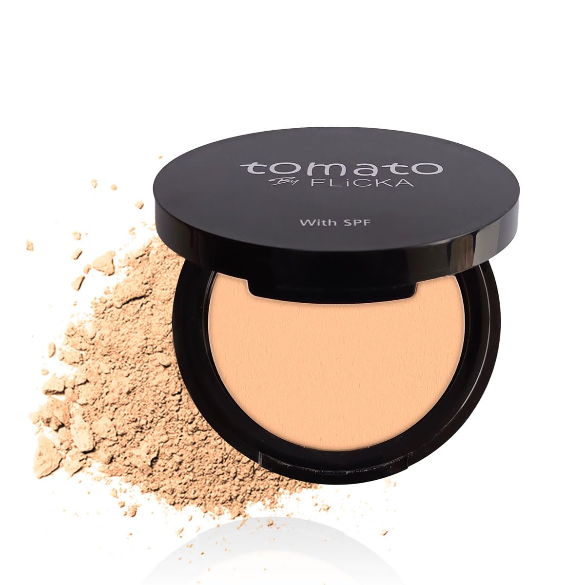 FLiCKA Tomato Compact Powder For Oil-Free, Matte Finish, Lightweight, Lasts up-to 8hrs | Enriched with SPF, Suitable For All Skin Types| 04 Walnut, 9g