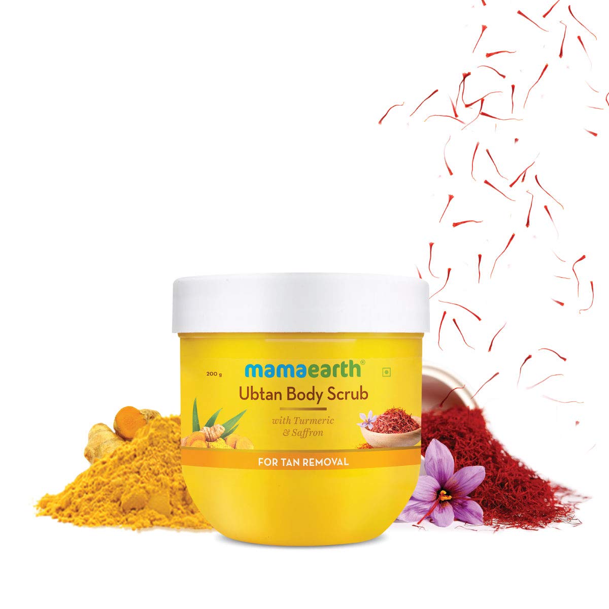 Mamaearth Ubtan Body Scrub for Men & Women 200g | With Turmeric, Saffron & Walnut Beads - Removes Sun Tan, Skin Brightening