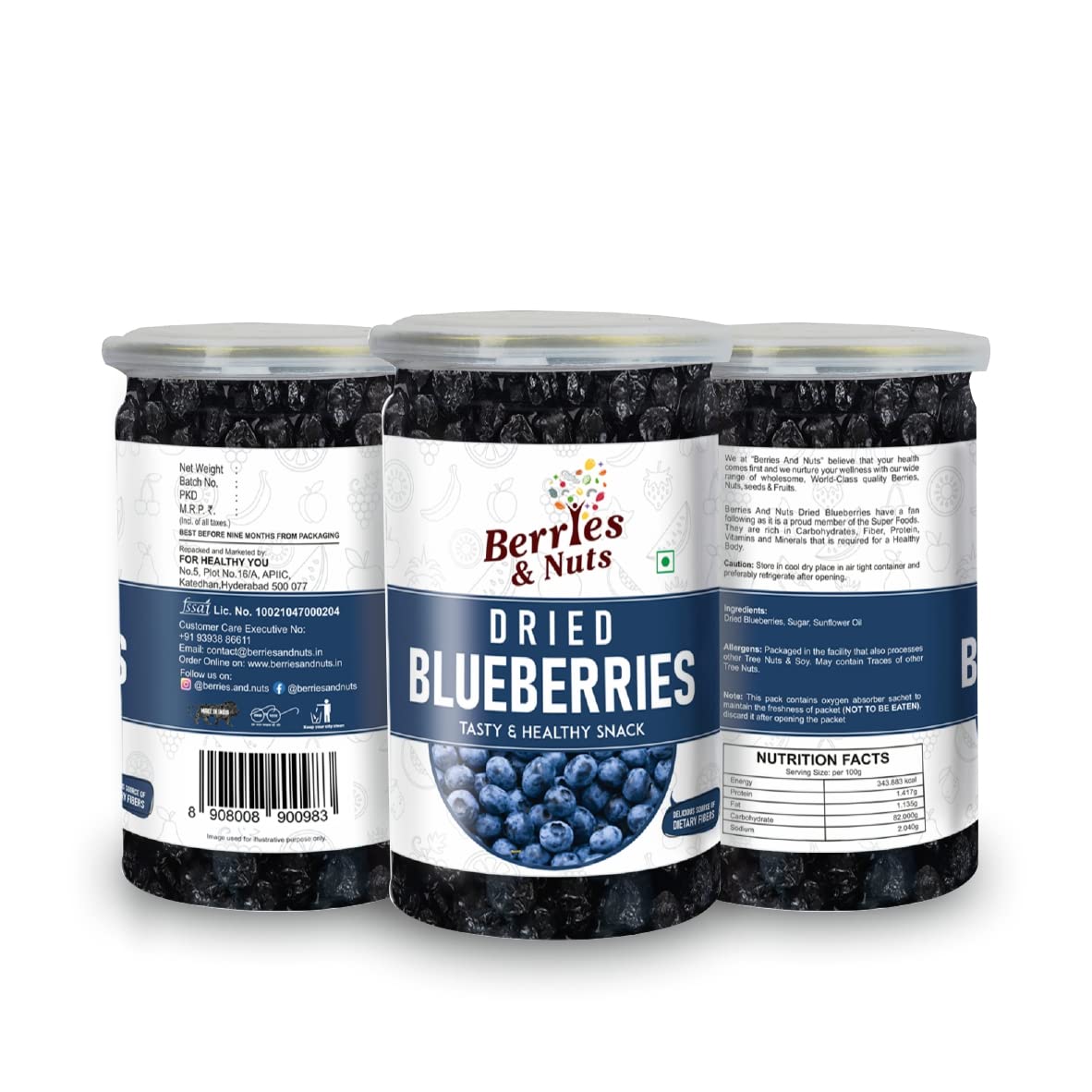 Berries And Nuts Dried Cranberry & Blueberry Combo | Cranberries 200 Grams & Blueberries 200 Grams
