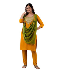 LookMark Womens Cotton Rayon Kurta and Pant Set with Dupatta