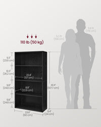 VASAGLE Bookshelf, 23.6 Inches Wide, 4-Tier Open Bookcase with Adjustable Storage Shelves, Floor Standing Unit, Cloud White ULBC164T14 1 Pack 4 Tiers (23.6