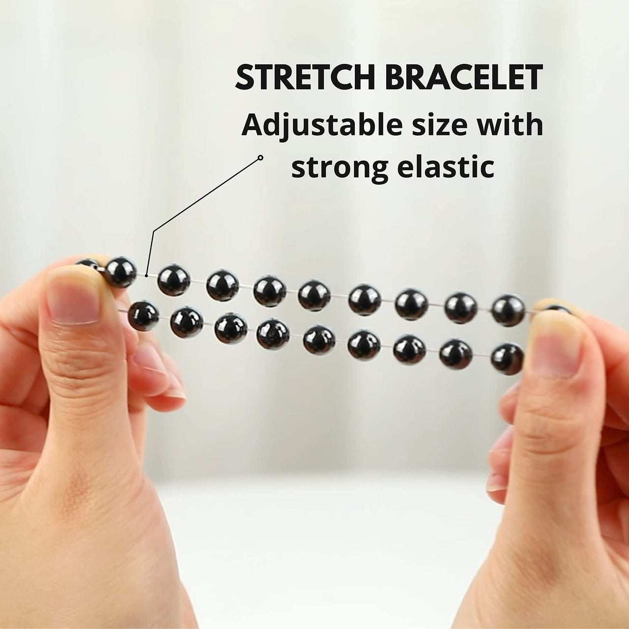 Crystal Vibe 8mm Hematite Bracelet - Elastic Adjustable Crystal Bracelet for Spiritual Healing, Positive Energy – Beaded Bracelet for men women