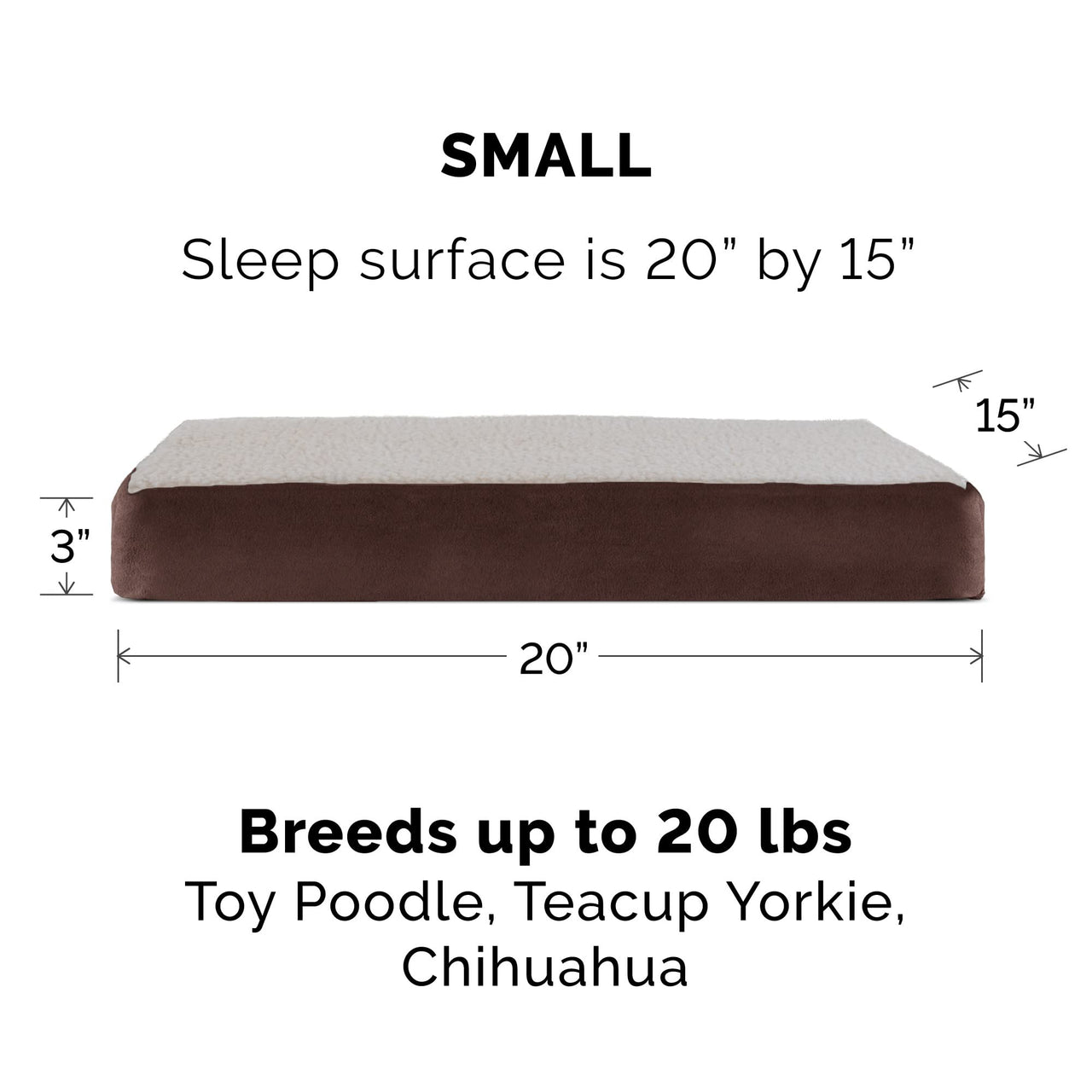 Furhaven Orthopedic Dog Bed for Small Dogs w/ Removable Washable Cover, For Dogs Up to 20 lbs - Sherpa & Suede Mattress - Espresso, Small