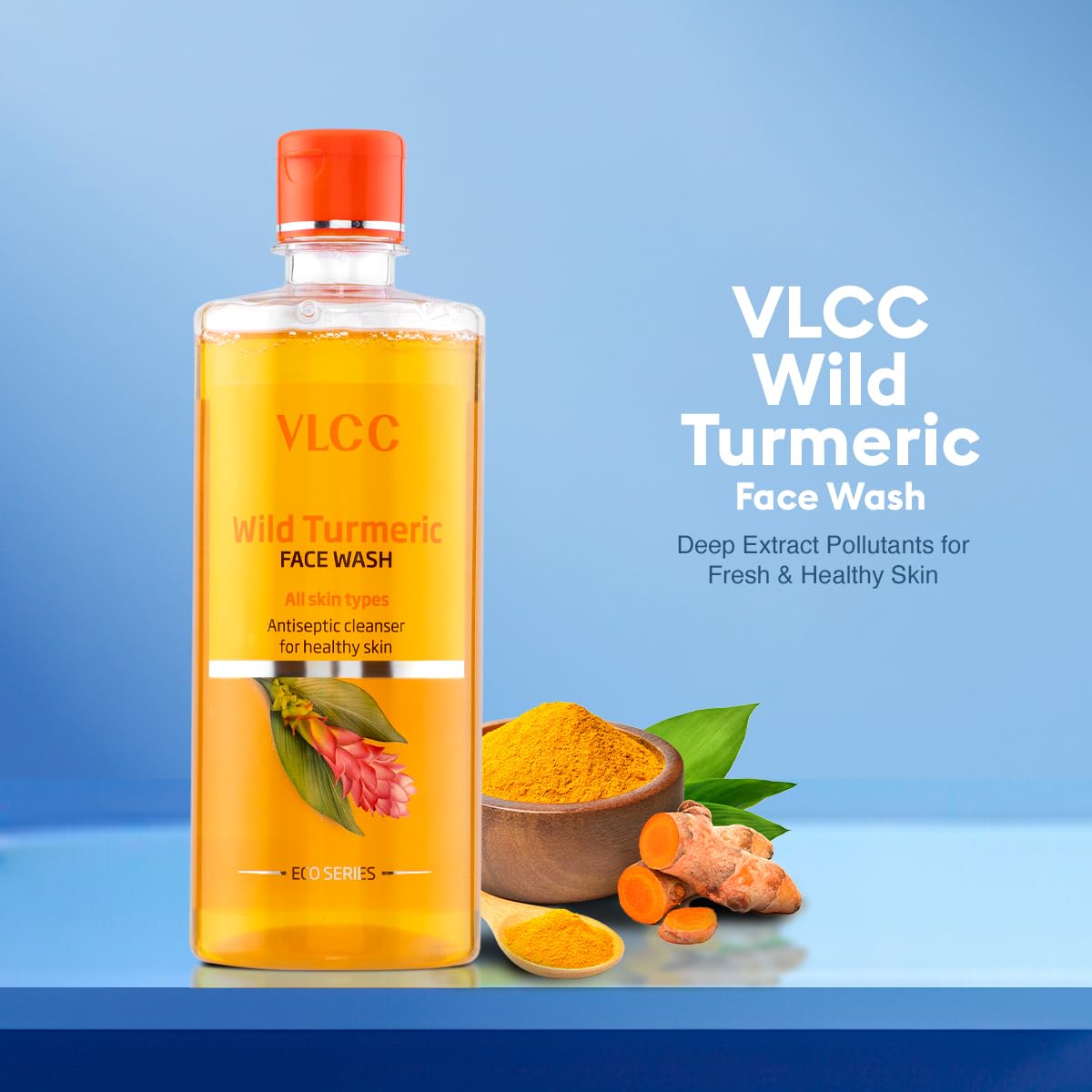 VLCC Wild Turmeric Face Wash - 500 ml | Antiseptic cleanser for clear, bright skin | Fights pollution | Cleanses pores | Helps prevent skin damage | Turmeric & honey for soft, glowing skin.