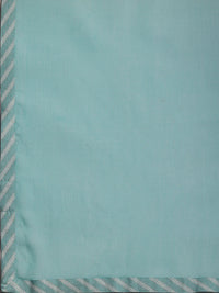 Blue Printed Cotton A-Line Kurta with Churidar & Dupatta