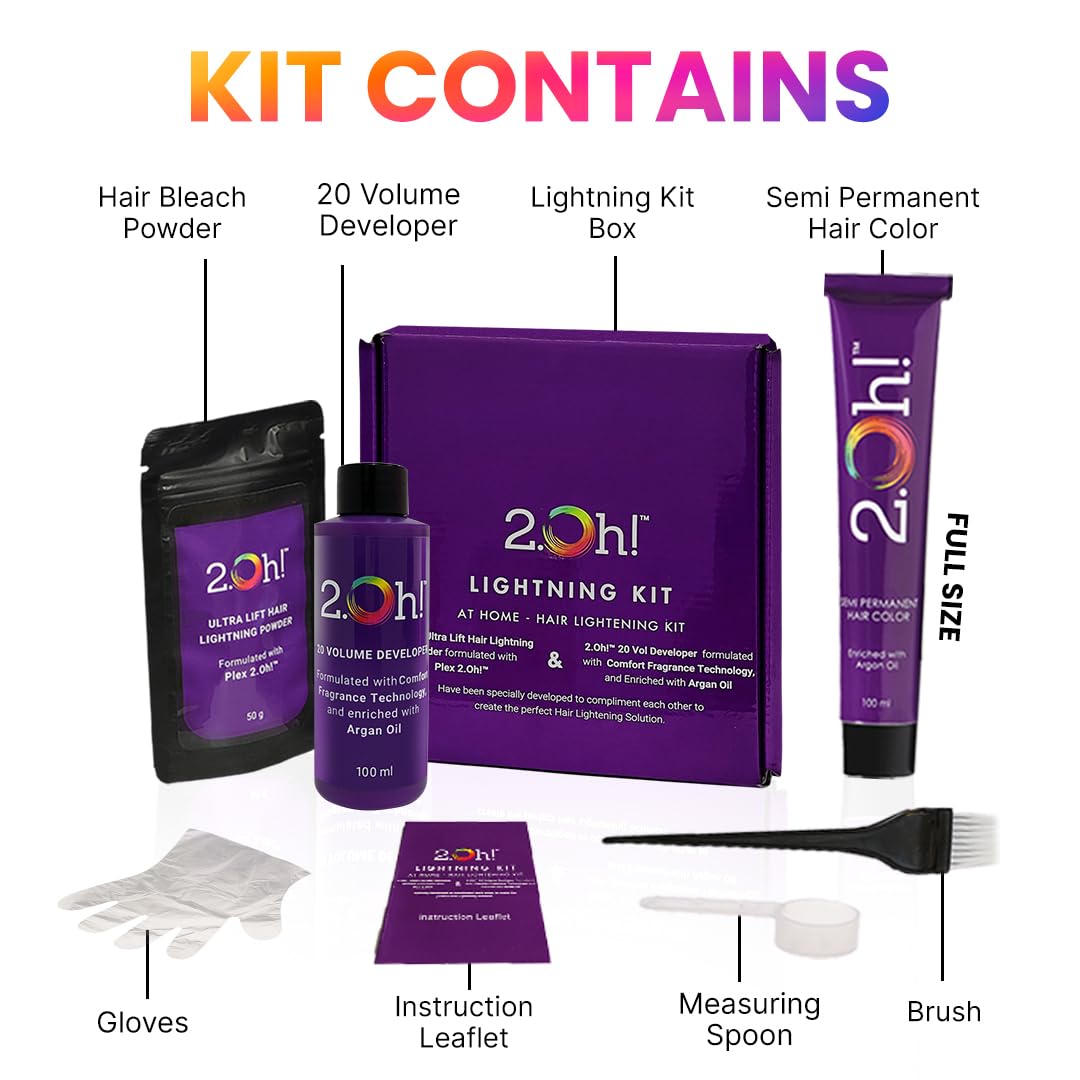2.Oh! Italian-Peach Hair Color DIY Kit | Semi Permanent Color + Bleach for Highlights | With Plex & Argan Oil | Lightening Kit for Women & Men