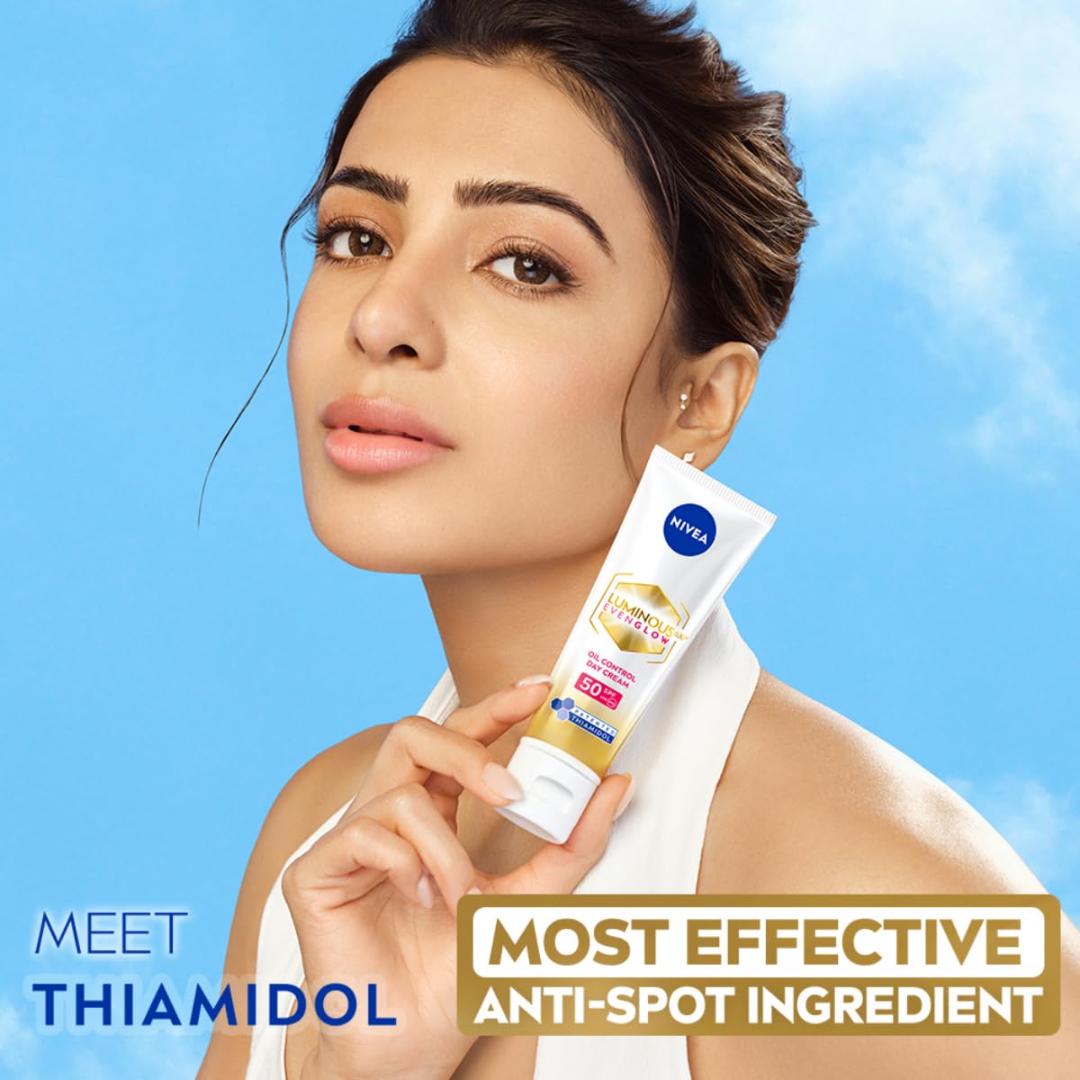 NIVEA Luminous Even Glow Oil Control Day Cream for face |SPF 50 with UV protection & UVA UVB filters | Thiamidol, Hyaluronic Acid, Vitamin E for Dark Spots Reduction & Deep Moisturization| 40ml