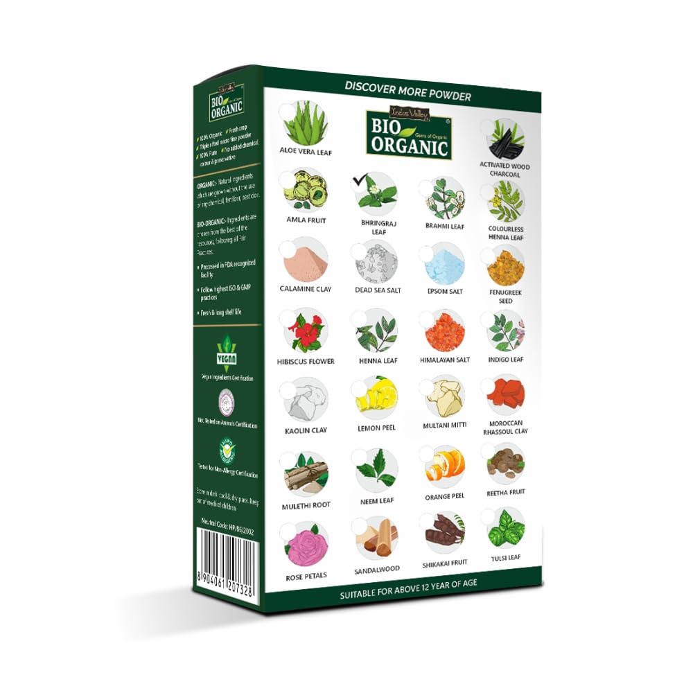 INDUS VALLEY Organic Bhringraj Powder | Eclipta Alba For Hair, 100G,Multi