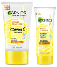 Garnier Skin Naturals Bright Complete Vitamin C Face Wash, 150g & Garnier Skin Naturals, Facewash, Oil Clearing, Bright Complete Brightening Duo Action, 100 g