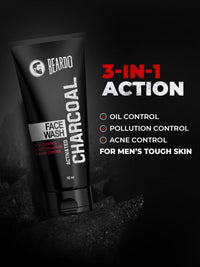 Beardo Activated Charcoal Face Wash for men, 50ml | For Deep Pore Cleaning and Removes Dirt | face wash for acne and pimples | face wash for oily skin