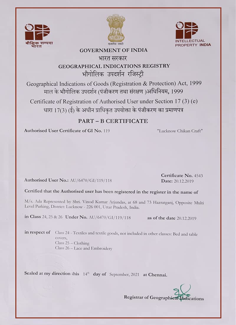 Ada Hand Embroidered Lucknowi Chikankari Cotton Kurta Kurti for Women A411165