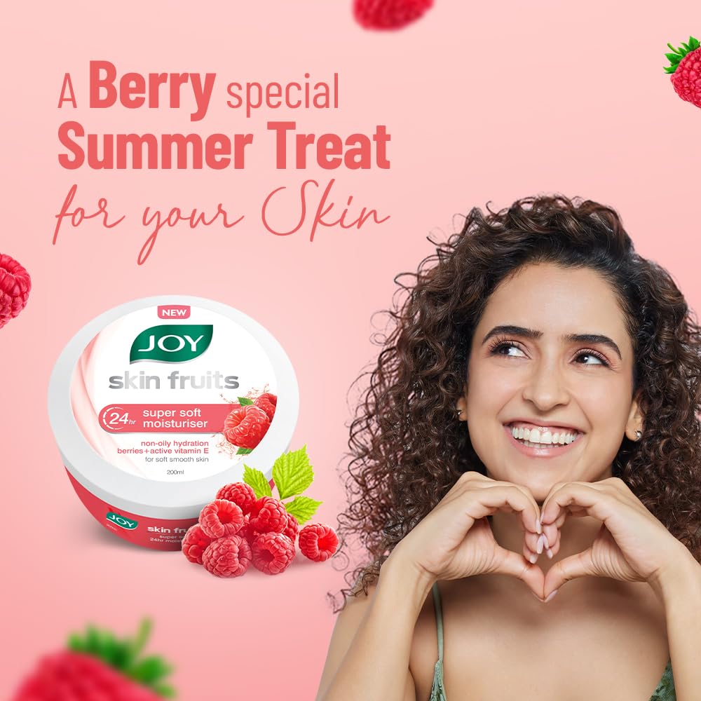 Joy Super Soft Skin Cold Cream for 24 Hr Moisturization - Berries (2 x 200ml) - Lightweight & Oil Free Moisturizer For Instant Hydration | Non Sticky & Non Greasy Cream for Hands, Face & Body