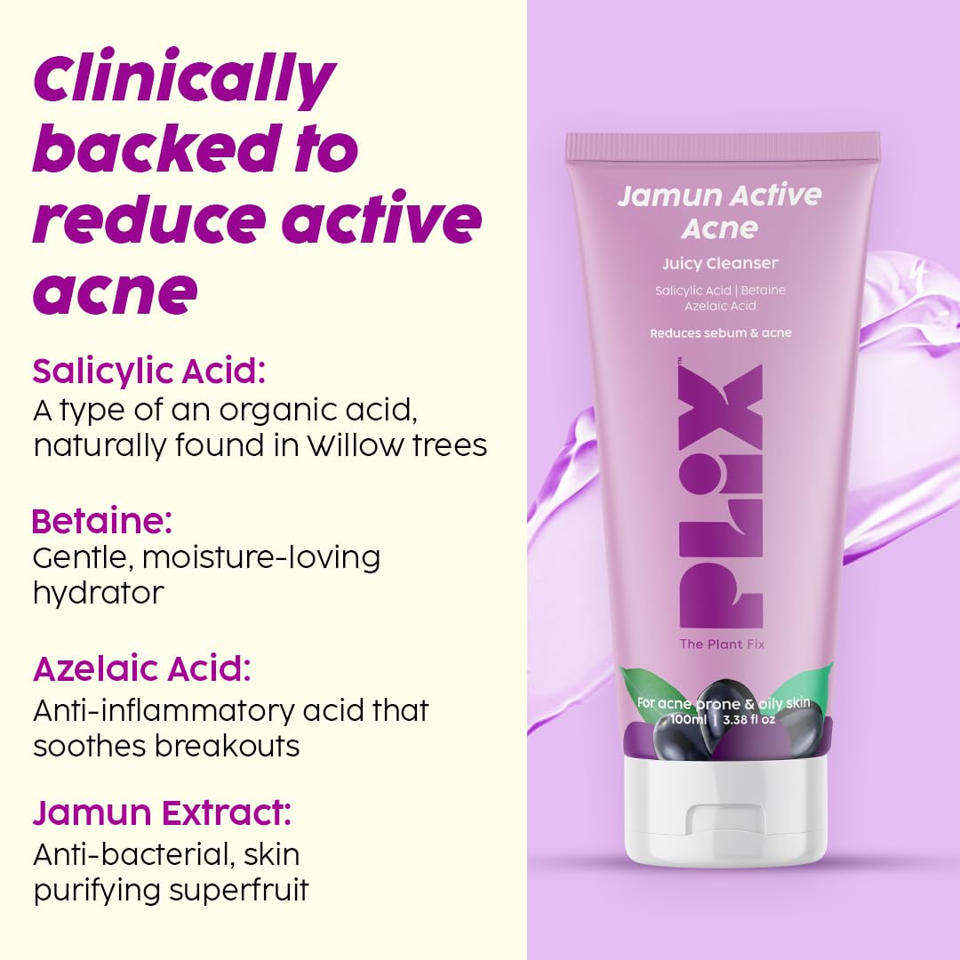 PLIX THE PLANT FIX Jamun Cleanser & 10% Niacinamide Acid Serum With Smoothie Moisturizer Combo l Detoxifies The Skin l Reduces Acne Marks l Fades Blemishes l All Skin Types