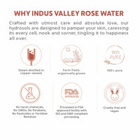 INDUS VALLEY Natural Rose Water/Skin Toner - Organic Gulab Jal- Chemical Free, Pack of 250 ml